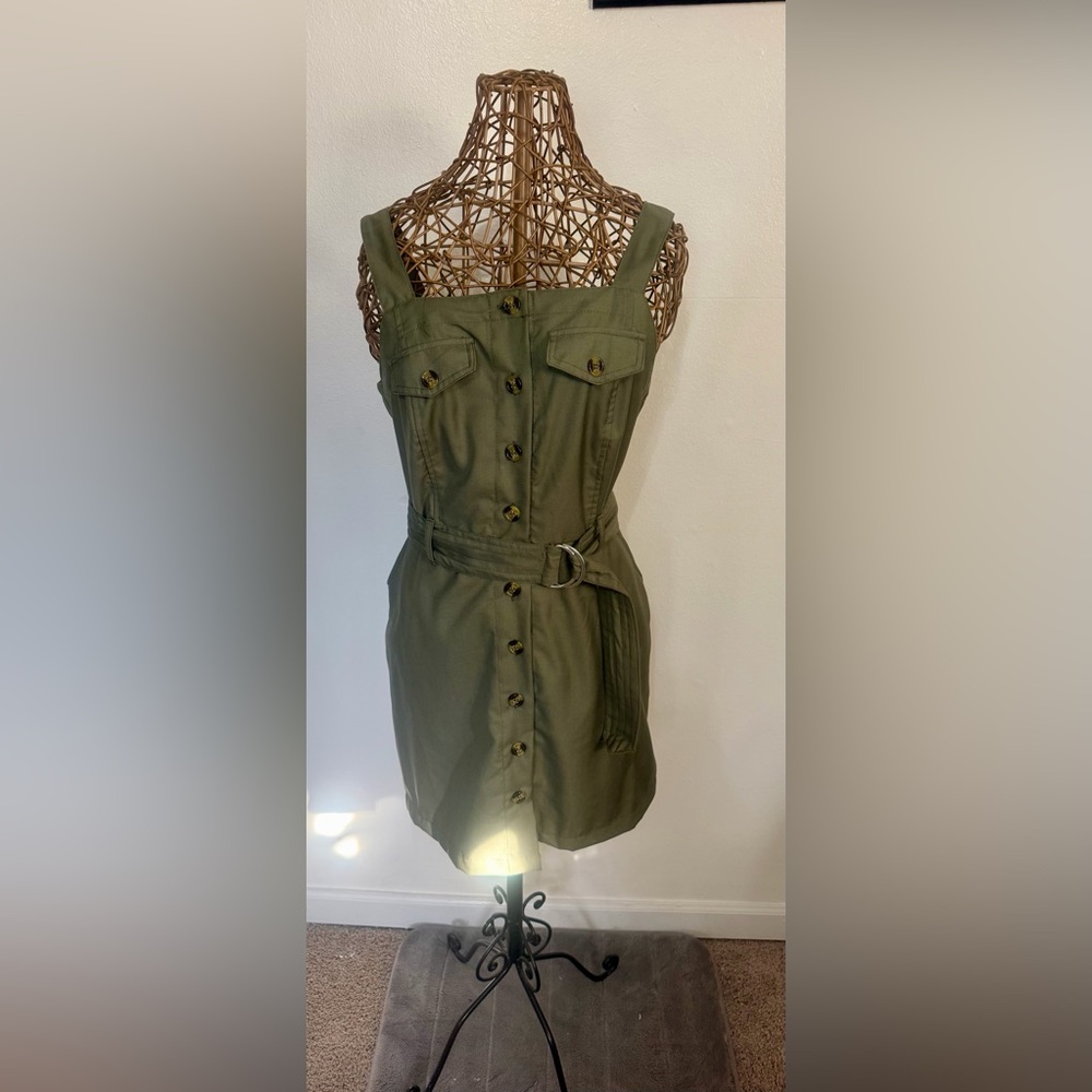 Justify Khaki Green Mini Dress with Belt